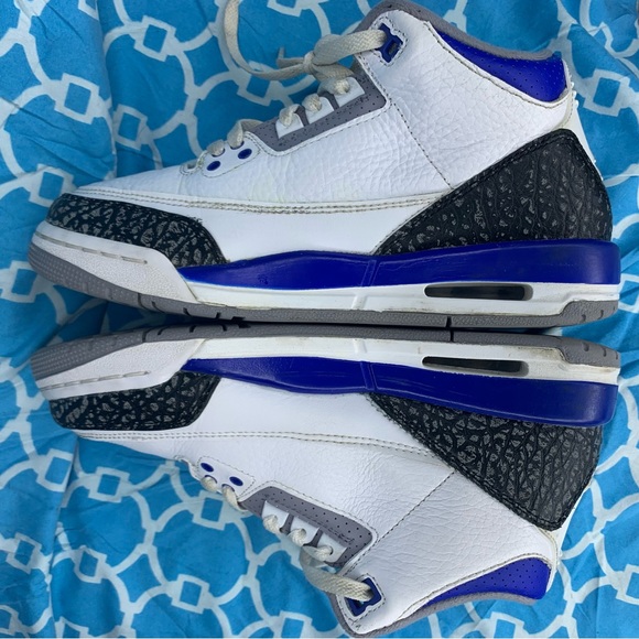 Nike Women’s size 8 Air Jordan 3 racer blue retro og Wmns cement grey sneakers - Picture 6 of 11